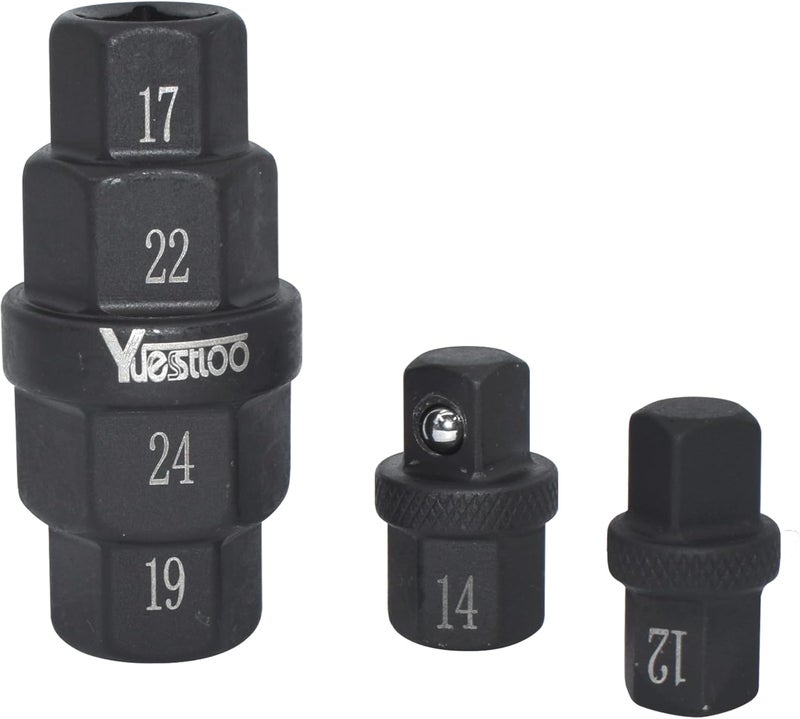 Yuesstloo Hex Axle Tool for Motorcycle Front Axle Wheel, Allen Axle Spindle Socket Adapter Tool, 3/8 Inch 12mm 14mm 17mm 19mm 22mm 24mm, 6 in 1 Motorcycle Hex Allen Axle Tool - Image 5